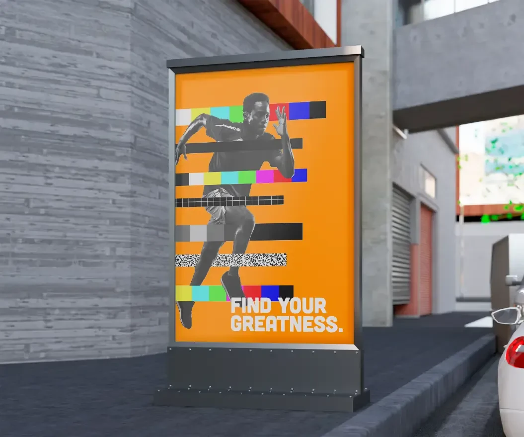 A printed standing sign