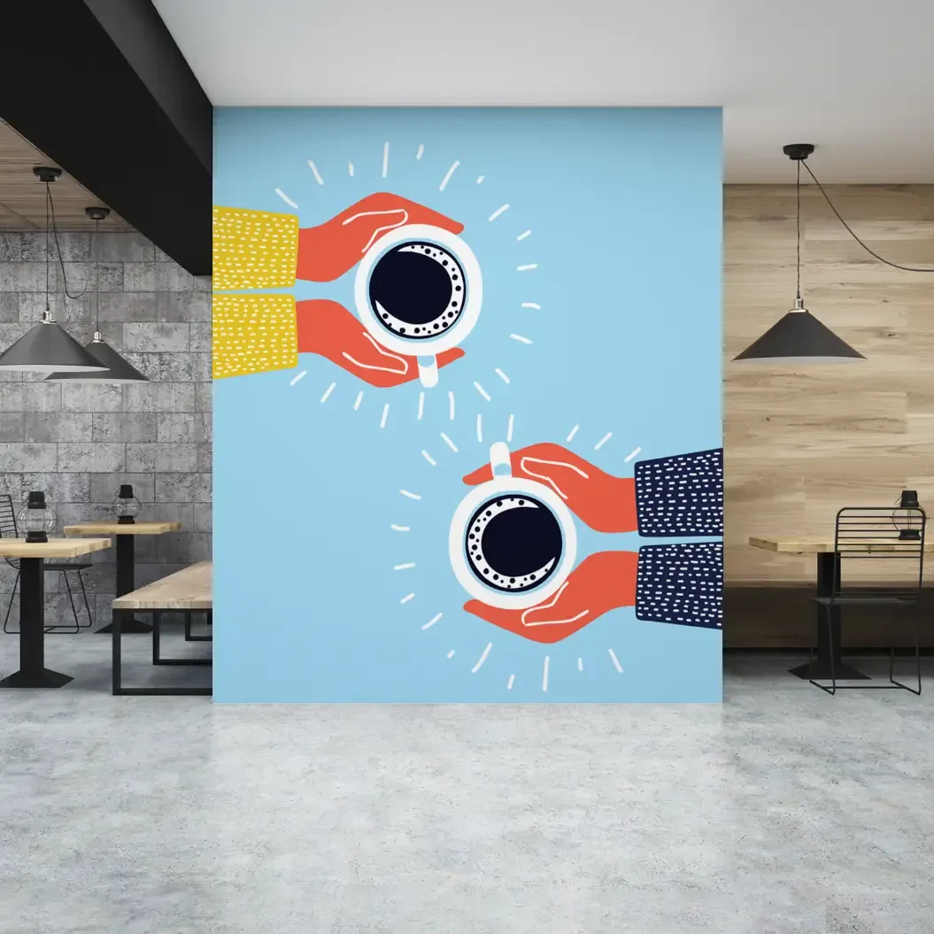 A wall graphic on at a coffee shop