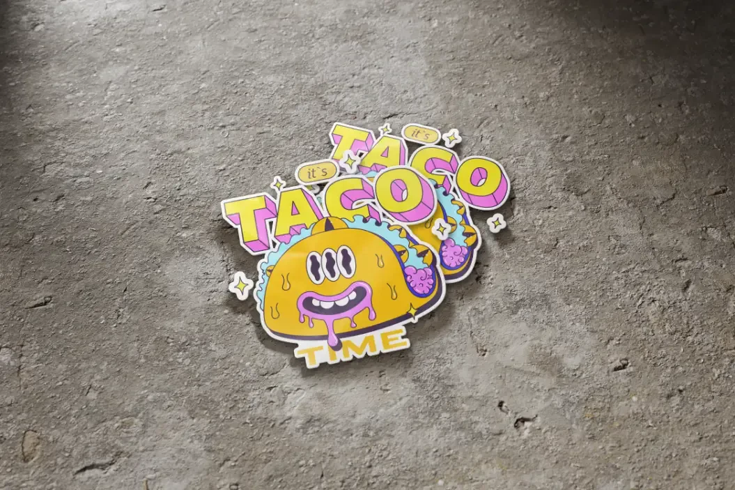 Illustrated taco stickers