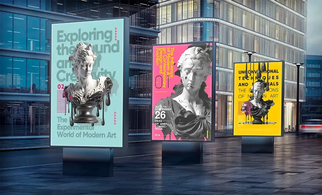 3 display signs for an art museum