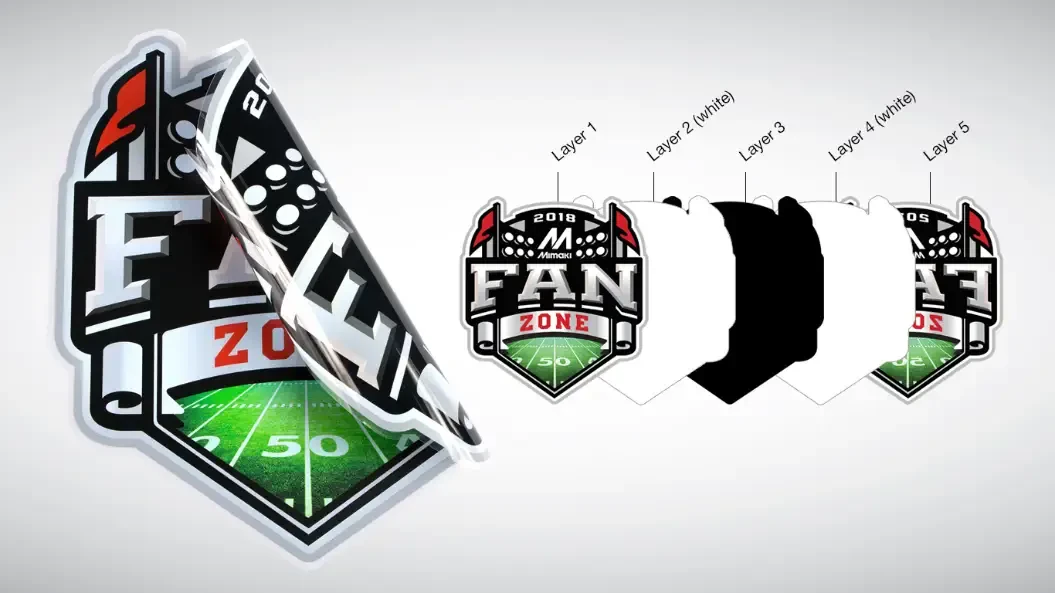 Fan zone sticker showing the sticker's layer