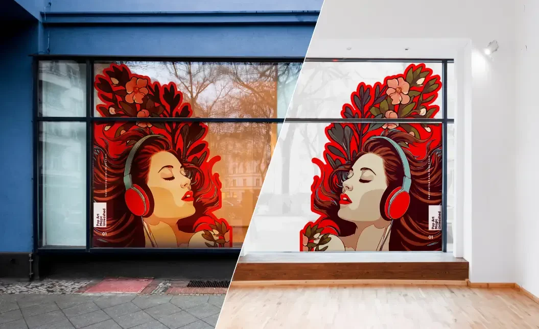 Window graphics on a storefront