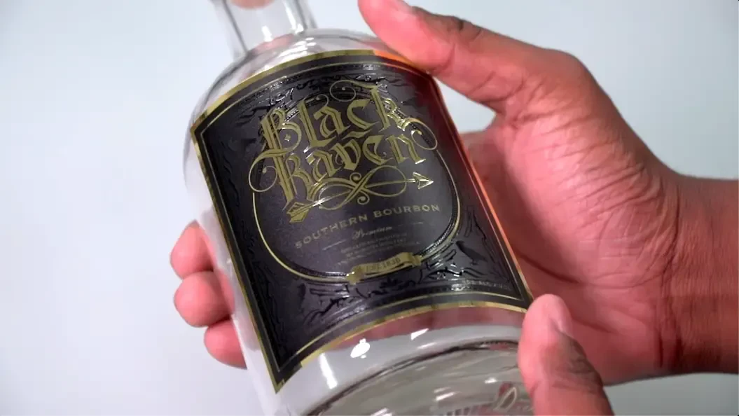 Printed label on a bourbon bottle