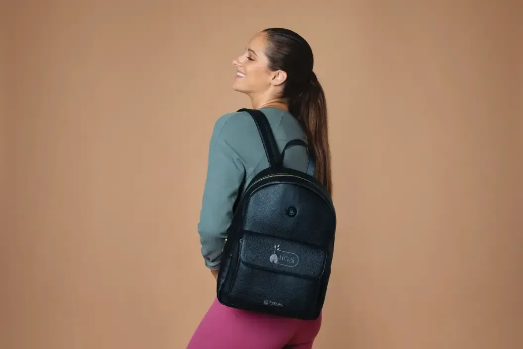 Woman wearing a backpack