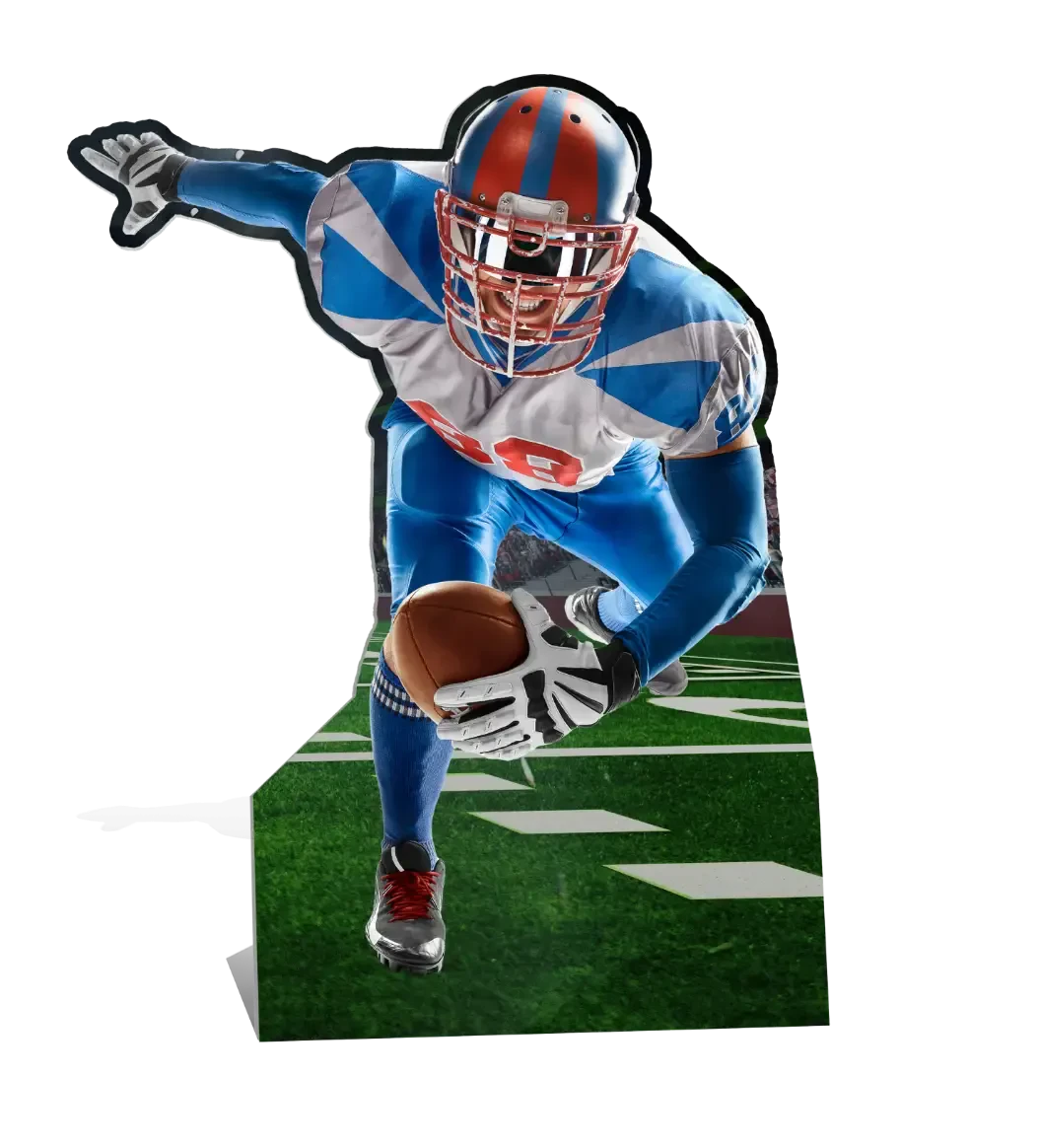 Printe standup cutout of a football player