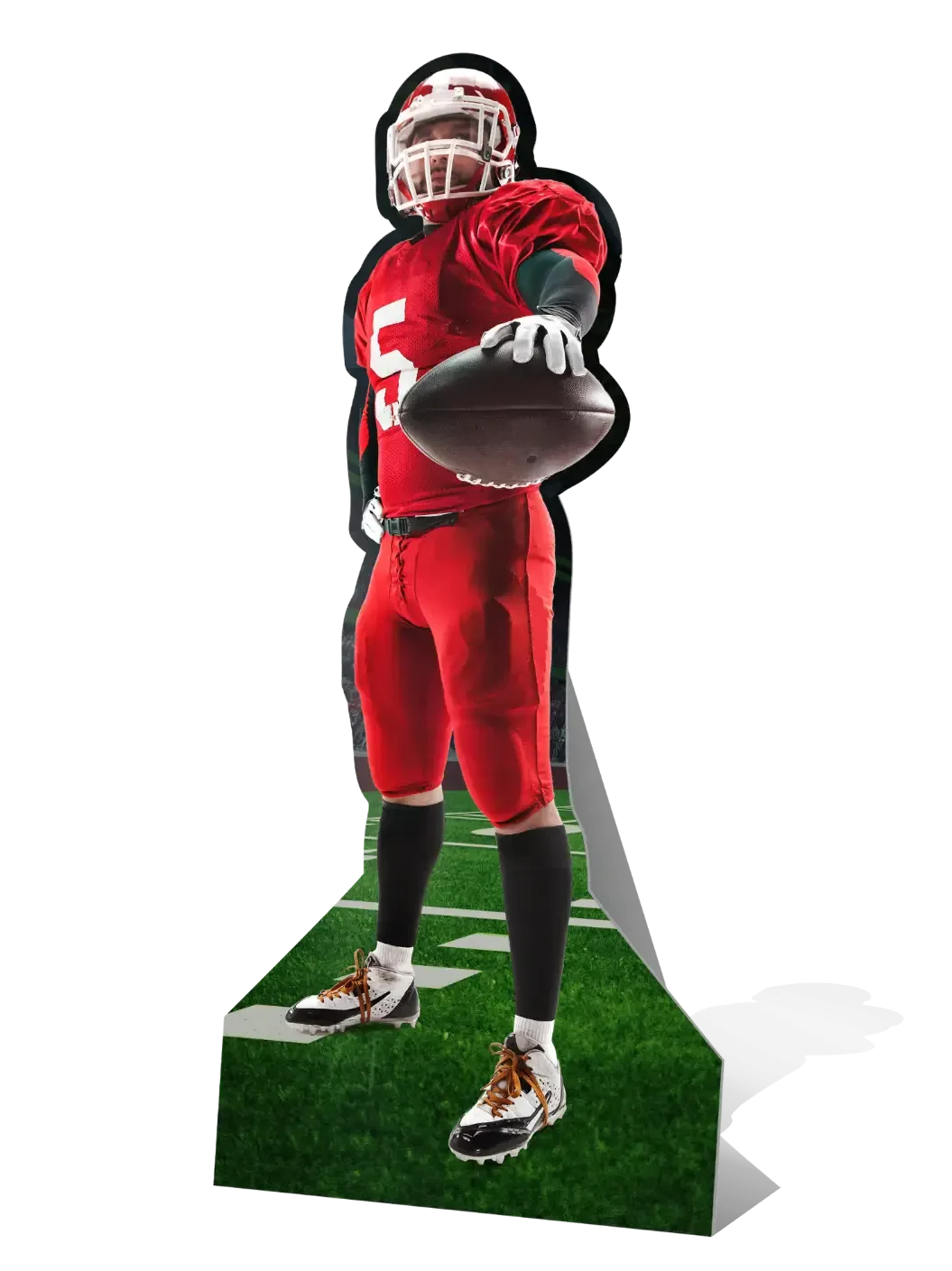 Printe standup cutout of a football player