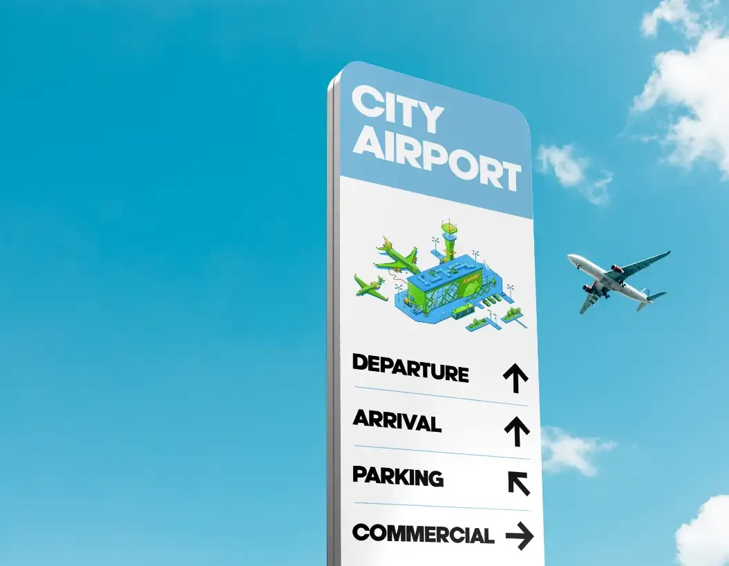 Directional sign at the airport