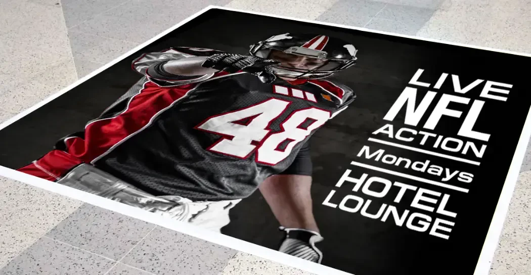 A graphic advertising live NFL action