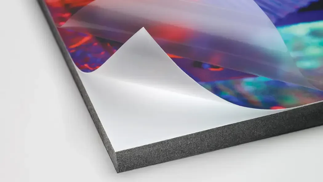 a graphic being applied to foam