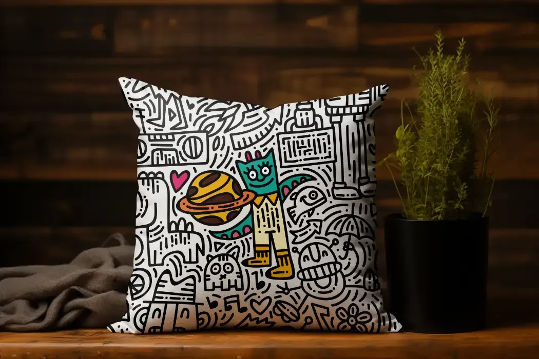 Graphic printed on a pillow