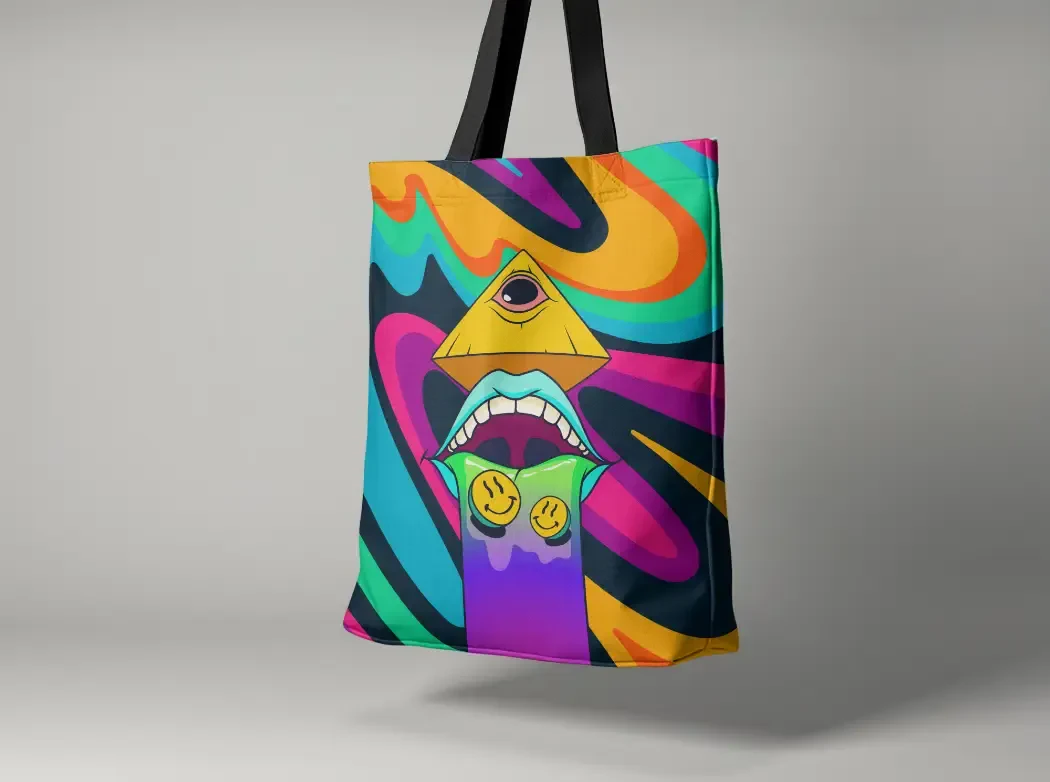Graphic printed on a tote bag