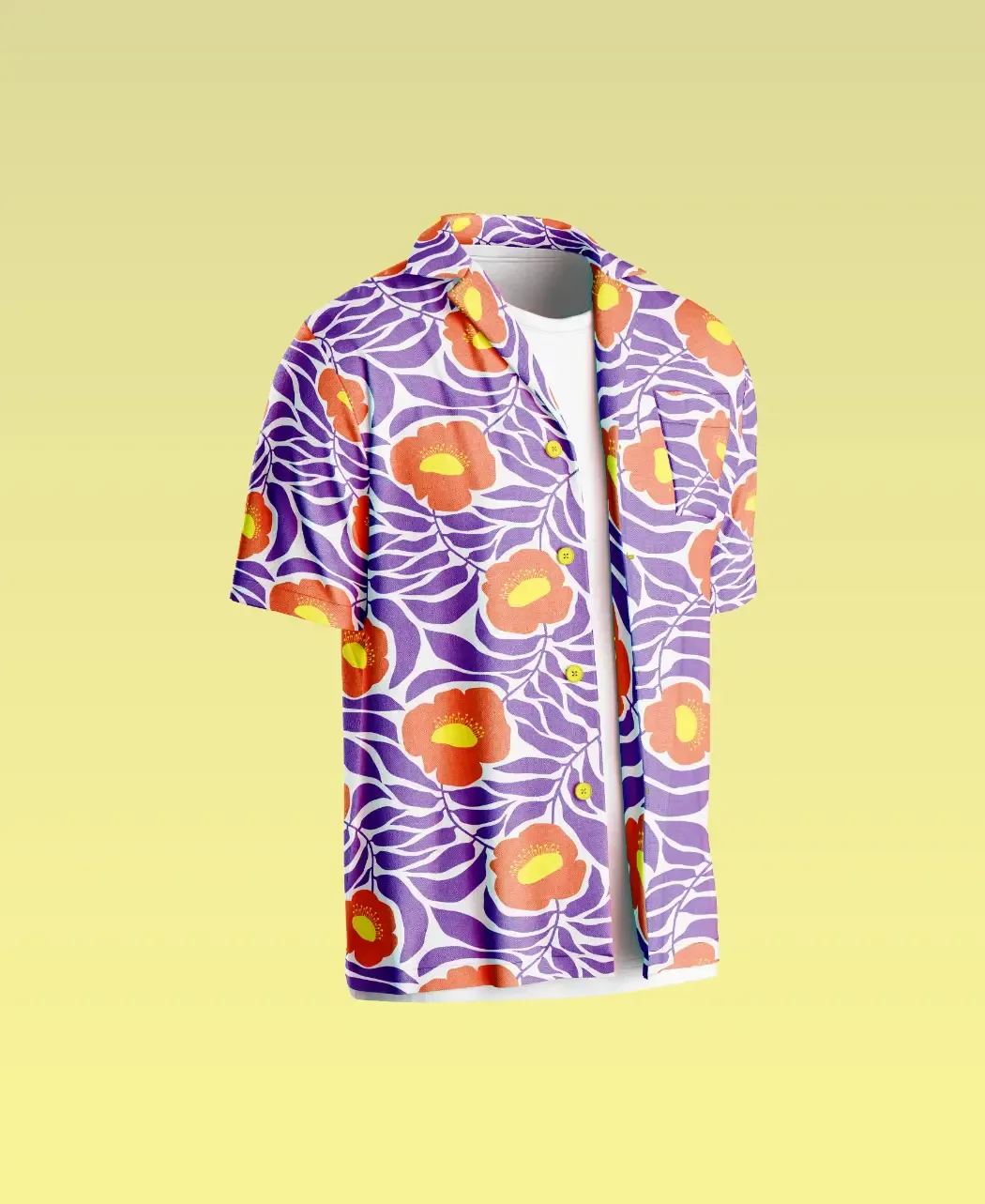 Graphic printed on Hawiian style shirt