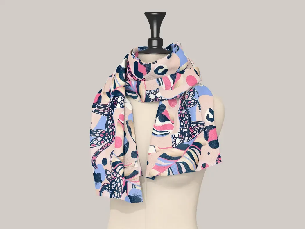 A scarf with a printed design