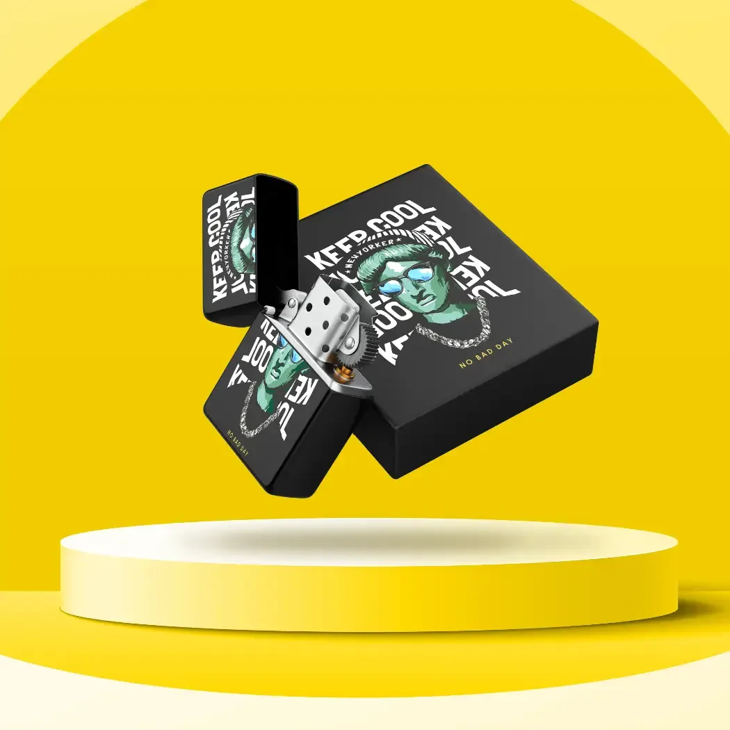 Printed product packaging and a lighter with printing on it