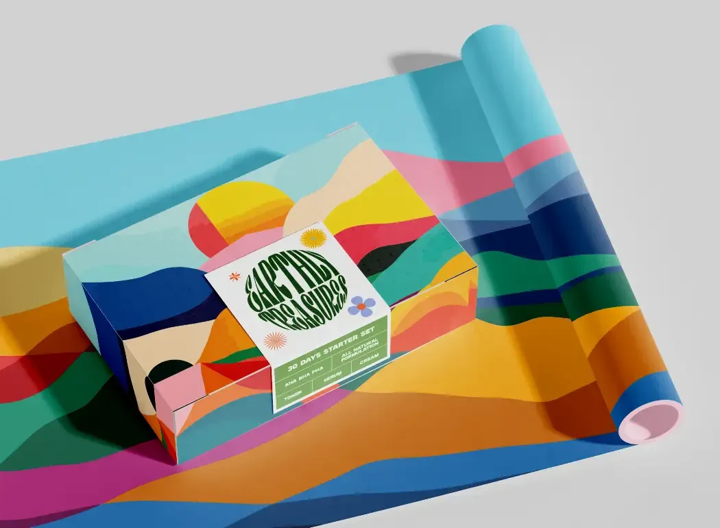 Birthly colored product packaging