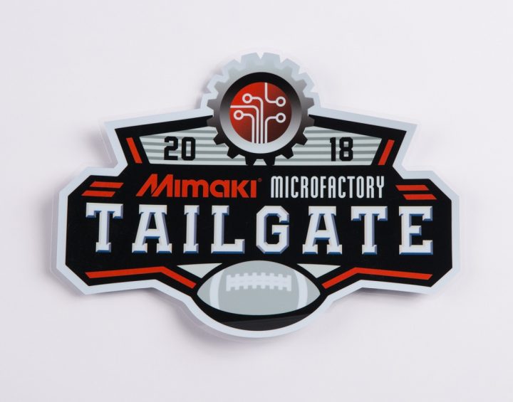 Logotipo personalizado de la puerta trasera de Mimaki Microfactory