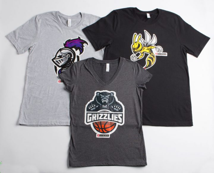 custom printed tshirt designs with sports team mascots