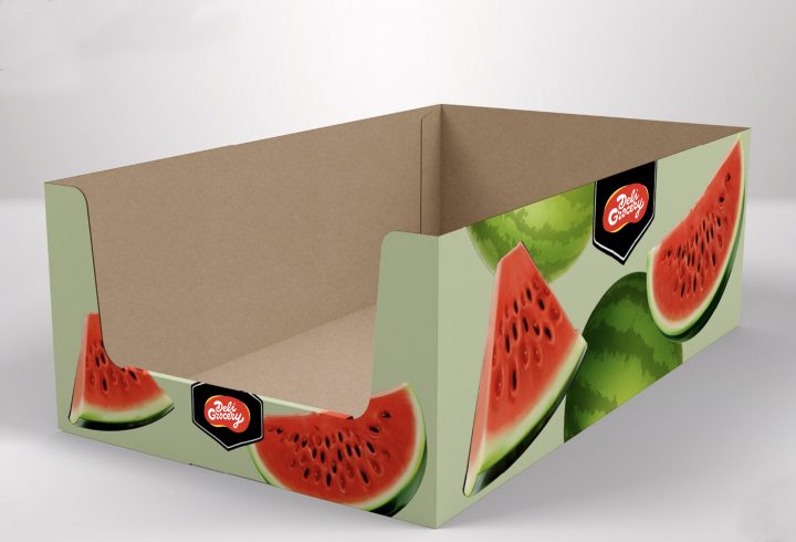 caja de cartón de sandía con diseño impreso