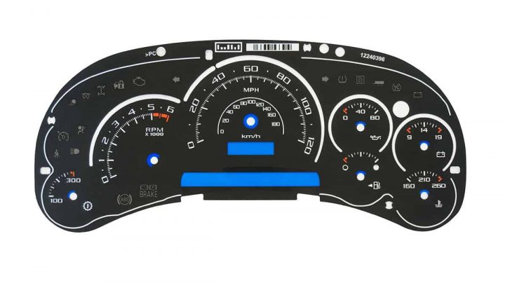 custom printed speedometer gague overlay for motorcycle