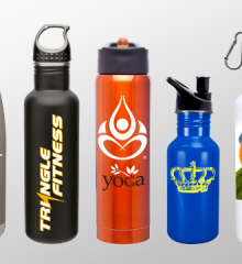 water bottles with printed logos and designs