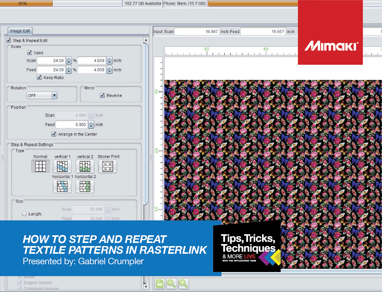 Tips, Tricks & Techniques - How to create a Step and Repeat textile pattern in RasterLink