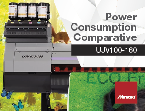 Comparison of Cumulative Power Consumption Mimaki UJV100 vs HP Latex