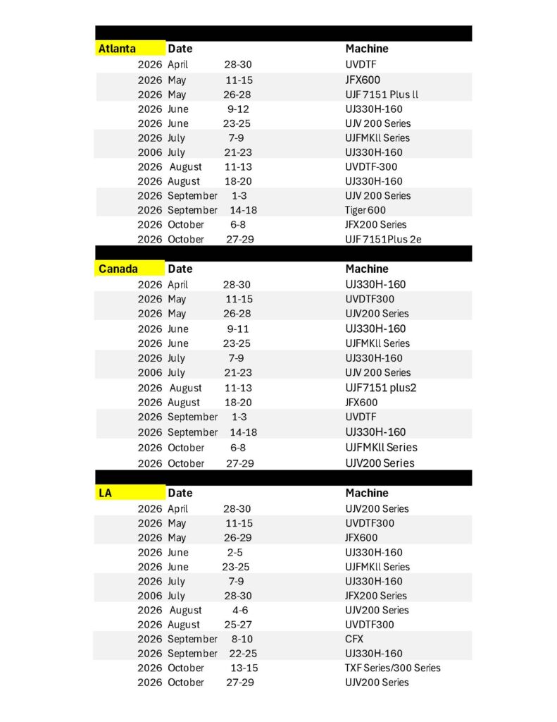 Dealer in person Training schedule